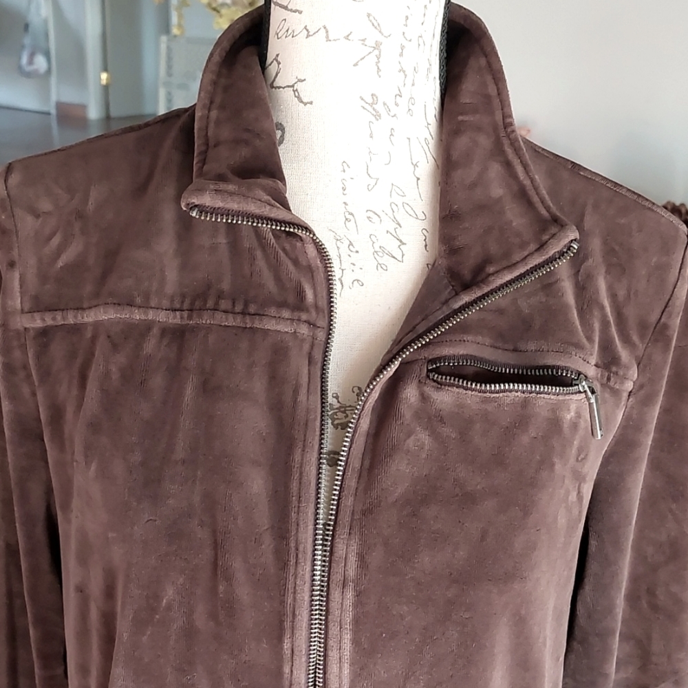 Laurel Ralph Lauren Chocolate Brown zip up sweater size Large